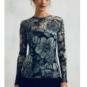 Jean Paul Gaultier Fuzzi- Soleil Semi Sheer Floral Top